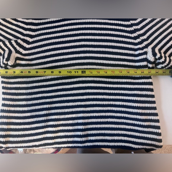 Anthropologie Maeve Puff-Sleeved Sweater Tee Nautical Stripe| Navy White | SZ 3X - Picture 10 of 13